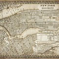 New York and Brooklyn Vintage Map 1879 Sepia 
