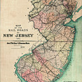 Vintage Map of New Jersey Railroads