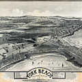 York Beach Maine Vintage Map Birds Eye View 1888 